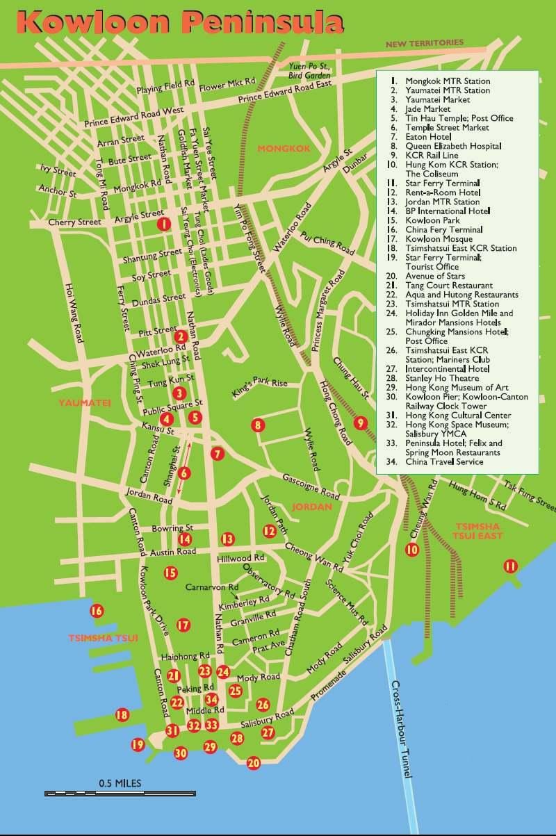 Kowloon আকর্ষণ মানচিত্র